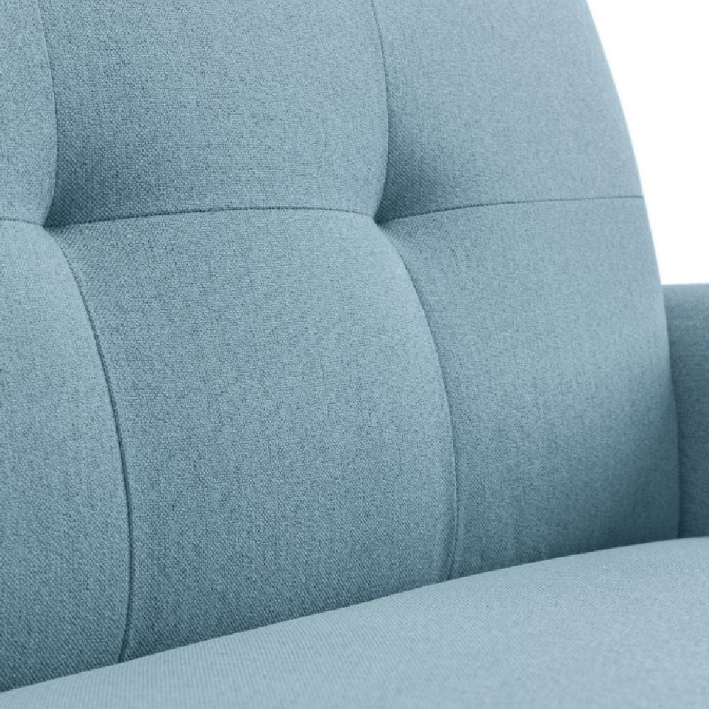 Macia Fabric 3 Seater Sofa With Wooden Legs In Blue