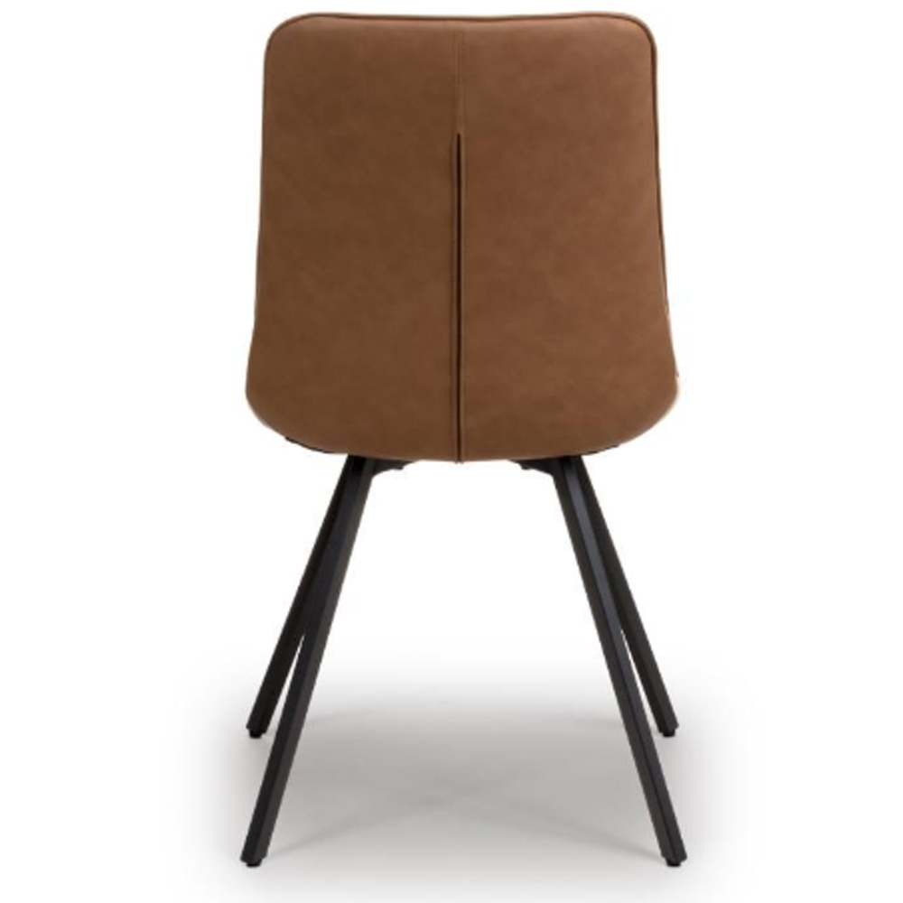 Macia Tan Faux Leather Dining Chairs With Metal Legs In Pair