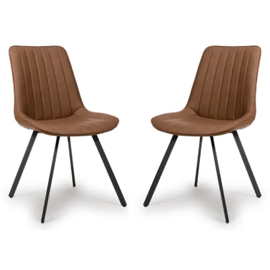 Read more about Macia tan faux leather dining chairs in pair