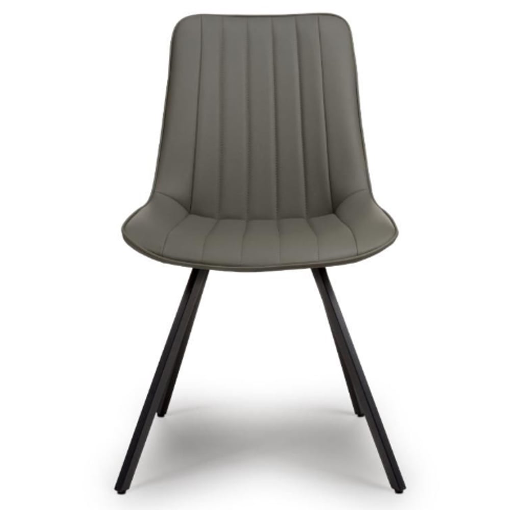 Macia Truffle Faux Leather Dining Chairs With Metal Legs In Pair