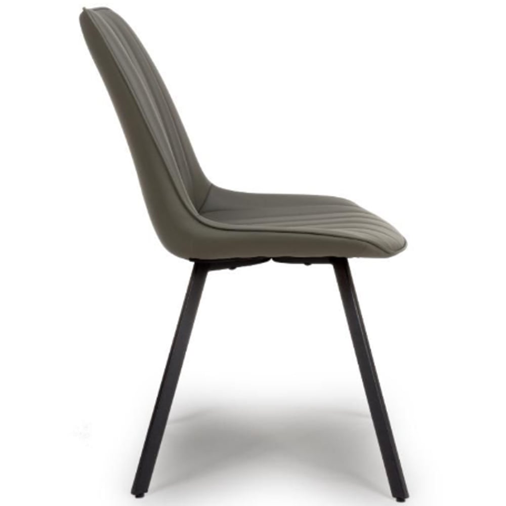 Macia Truffle Faux Leather Dining Chairs With Metal Legs In Pair