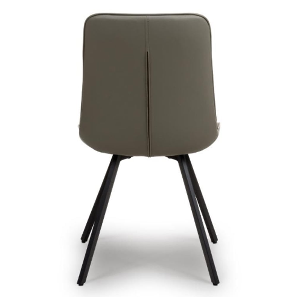 Macia Truffle Faux Leather Dining Chairs With Metal Legs In Pair