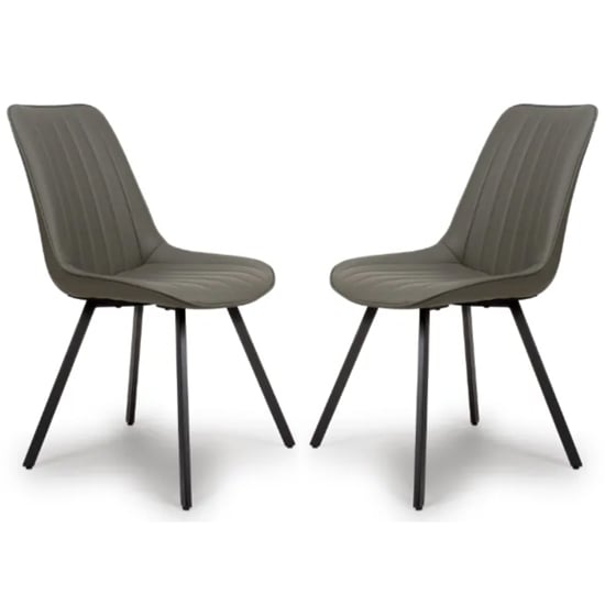 Photo of Macia truffle faux leather dining chairs in pair