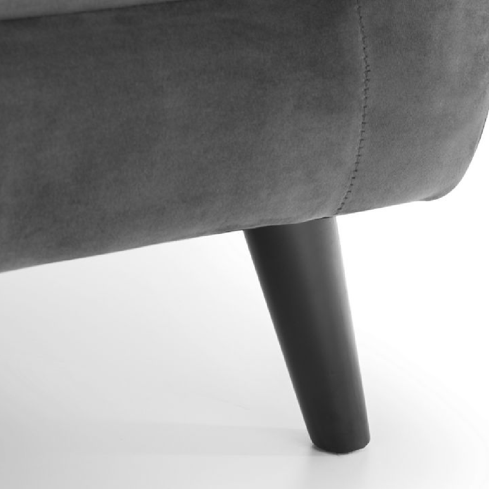 Macia Velvet 1 Seater Sofa With Wooden Legs In Grey
