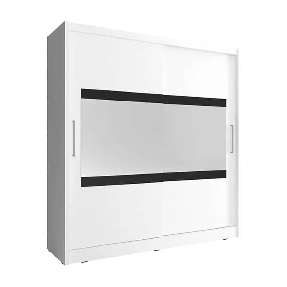 Mack 180cm IV Mirrored Wardrobe With 2 Sliding Doors In Matt White