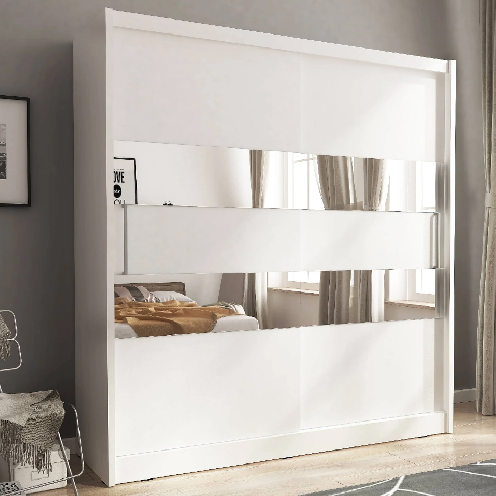 Read more about Mack 200cm mirrored wardrobe with 2 sliding doors in matt white