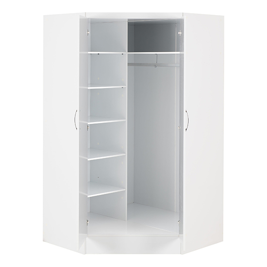 Mack Wooden Wardrobe Corner With 2 Doors White Gloss Front