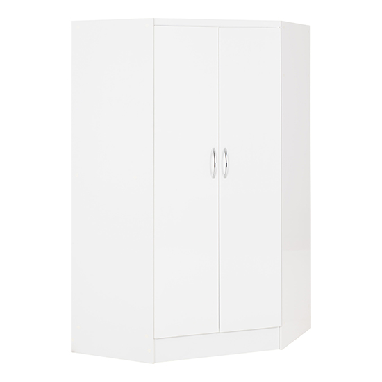 Photo of Mack corner high gloss wardrobe with 2 doors in white