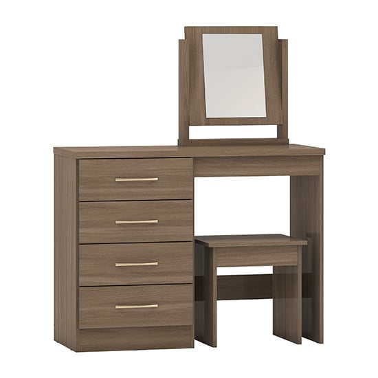 Read more about Mack wooden dressing table set with 4 drawers in rustic oak