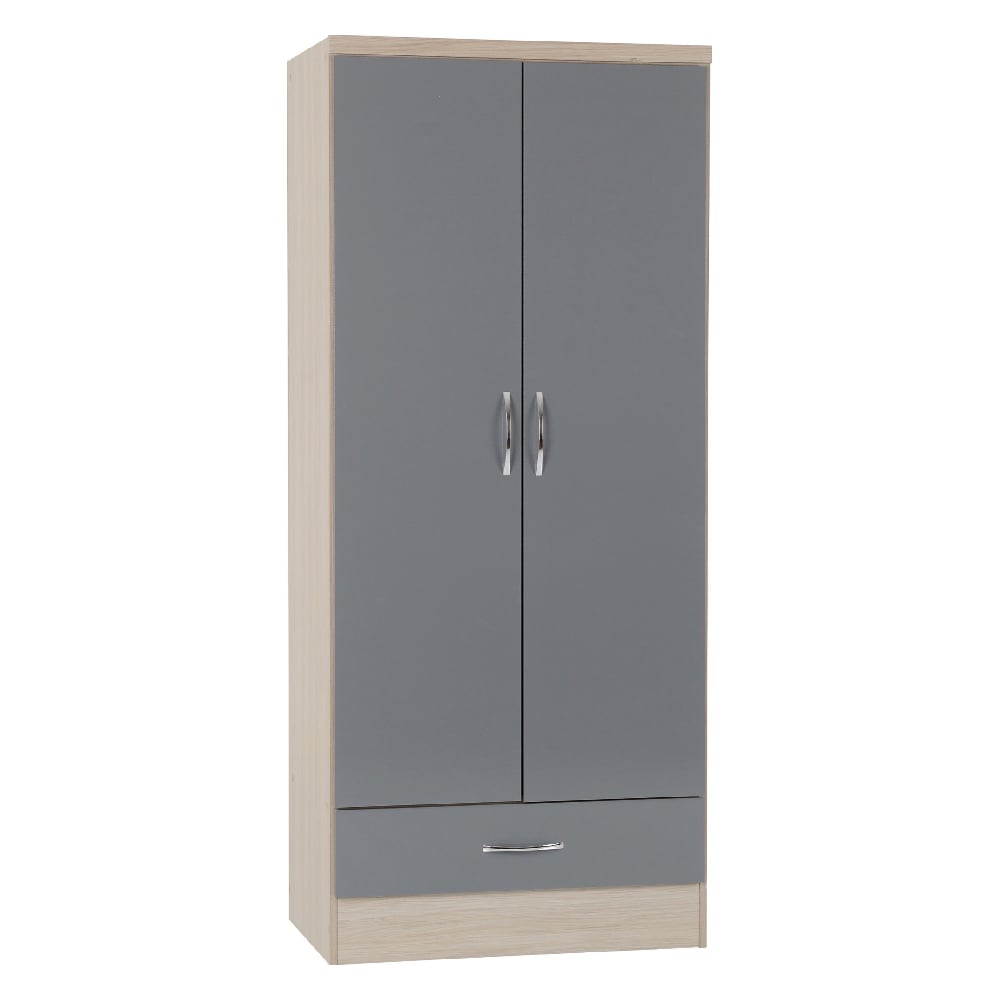 Mack Gloss Bedroom Furniture Set With 2 Doors In Grey