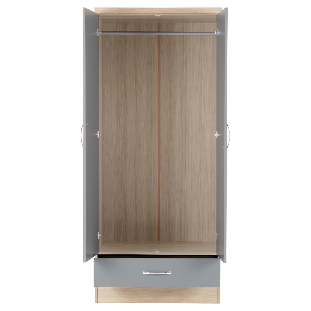 Mack Gloss Bedroom Furniture Set With 2 Doors In Grey