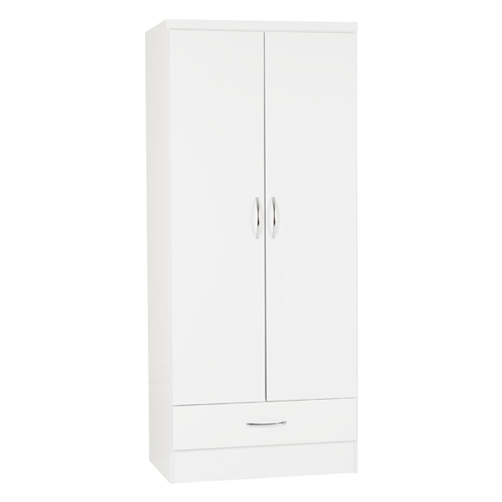 Mack Wooden Bedroom Set With 2 Doors Wardrobe White Gloss Front