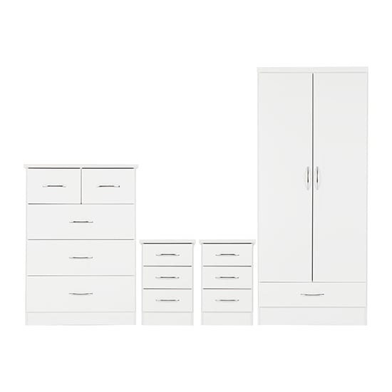Mack Gloss Bedroom Set With 2 Doors Wardrobe In White
