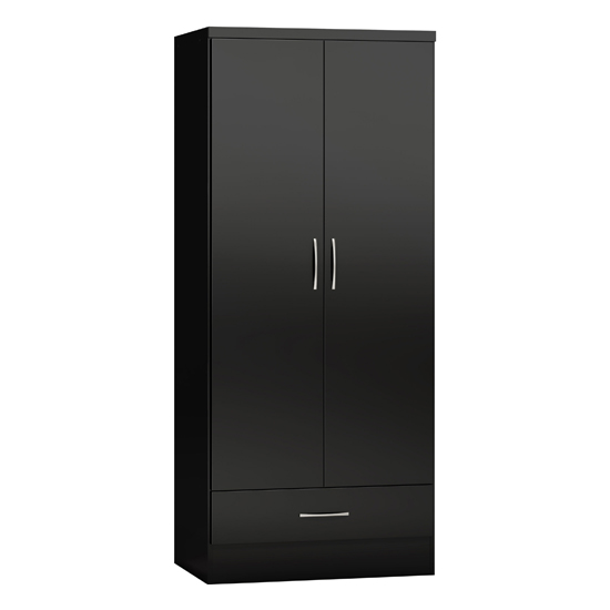 Mack Gloss Bedroom Set With 2 Doors Wardrobe In Black Furniture in