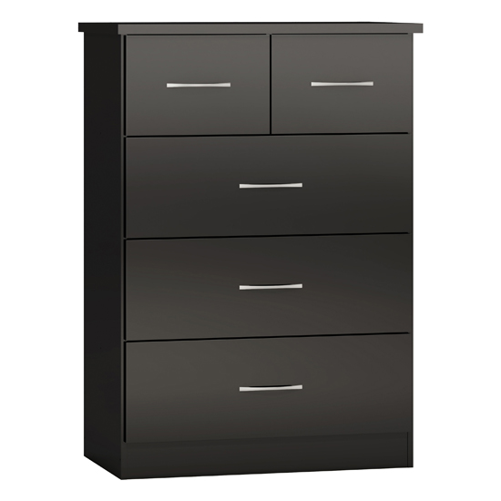Mack Gloss Bedroom Set With 4 Doors Wardrobe In Black Furniture in