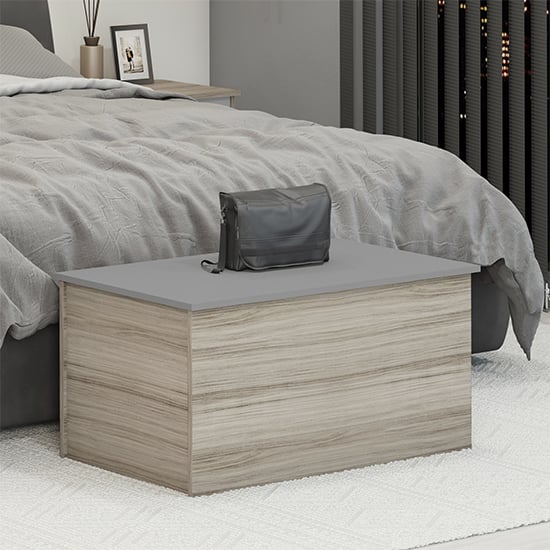 Read more about Mack high gloss blanket box in grey and light oak