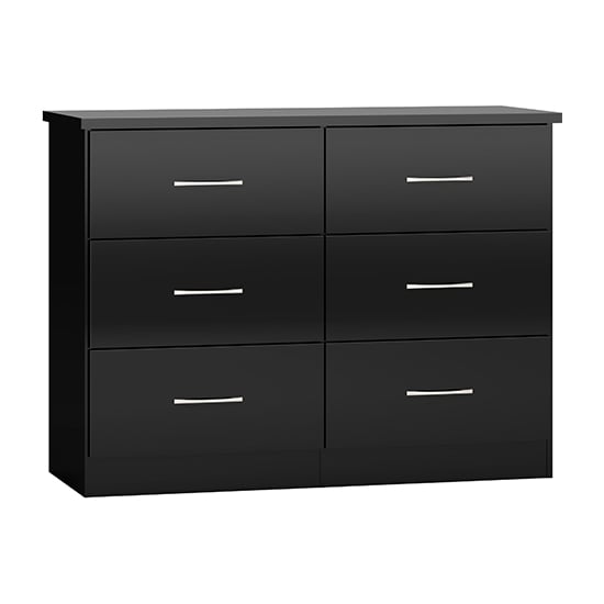 Product photograph of Mack High Gloss Chest Of 6 Drawers In Black from Furniture in Fashion