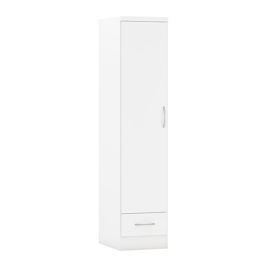 Mack High Gloss Wardrobe With 1 Door 1 Drawer In White Furniture in