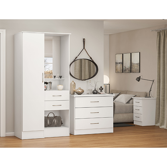 Mack High Gloss Vanity Wardrobe With 1 Door In White Furniture in Fashion
