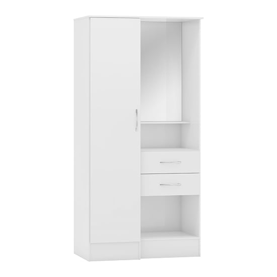 Product photograph of Mack High Gloss Vanity Wardrobe With 1 Door In White from Furniture in Fashion
