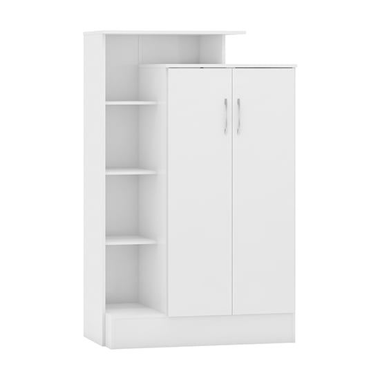 Product photograph of Mack High Gloss Wardrobe With 2 Doors And Open Shelf In White from Furniture in Fashion