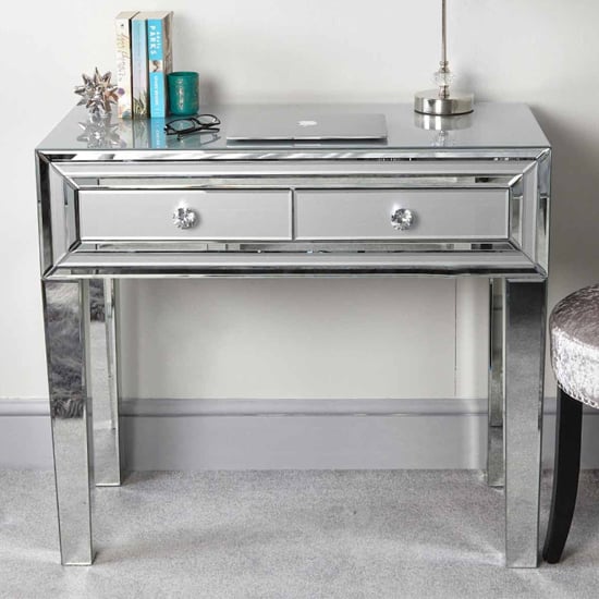 Photo of Mack mirrored console table with 2 drawers in grey