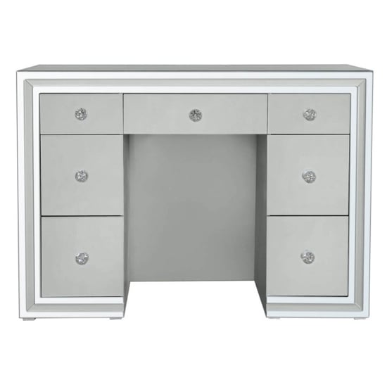 Product photograph of Mack Mirrored Dressing Table With 7 Drawers In Grey from Furniture in Fashion