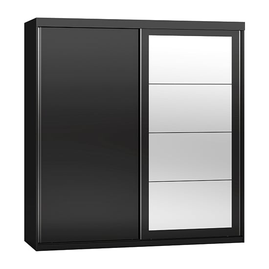 Photo of Mack mirrored high gloss sliding wardrobe with 2 doors in black