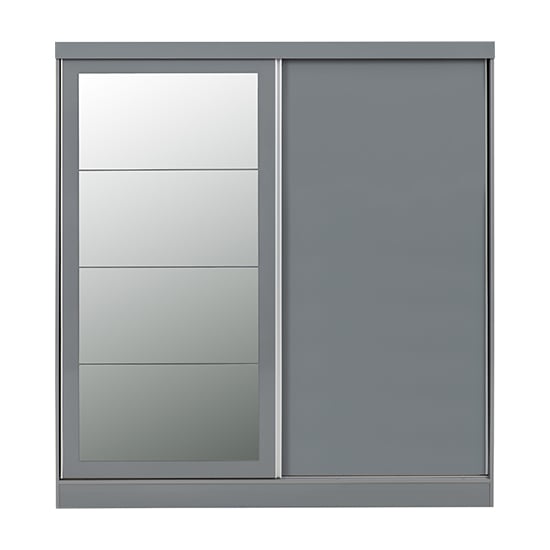 Mack Mirrored High Gloss Sliding Wardrobe With 2 Doors In Grey_3