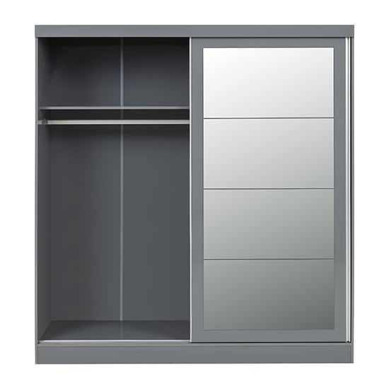Mack Mirrored High Gloss Sliding Wardrobe With 2 Doors In Grey_4