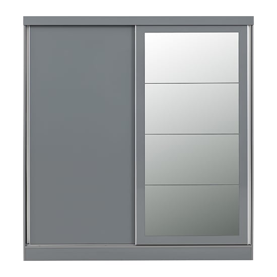 Mack Mirrored High Gloss Sliding Wardrobe With 2 Doors In Grey_5
