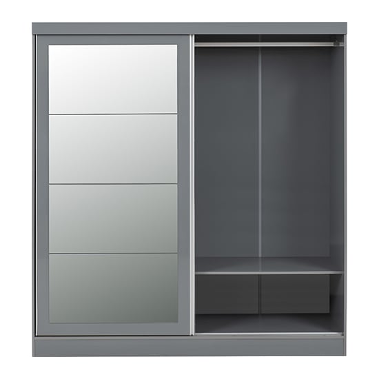 Mack Mirrored High Gloss Sliding Wardrobe With 2 Doors In Grey_6
