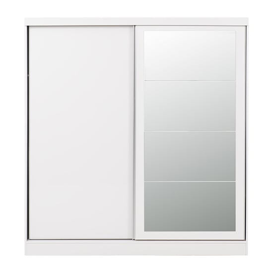 Mack Mirrored High Gloss Sliding Wardrobe With 2 Doors In White_4