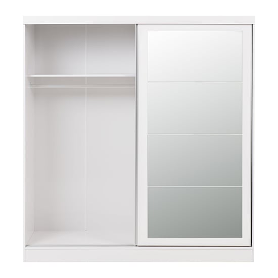Mack Mirrored High Gloss Sliding Wardrobe With 2 Doors In White_5
