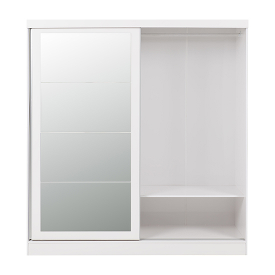 Mack Mirrored High Gloss Sliding Wardrobe With 2 Doors In White_6