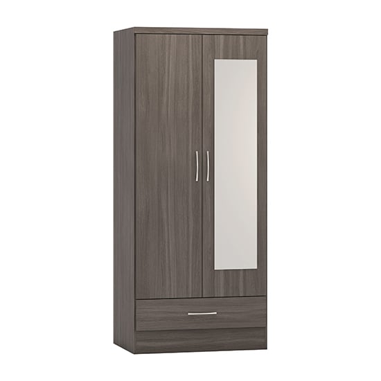 Photo of Mack mirrored wardrobe with 2 door 1 drawer in black wood grain