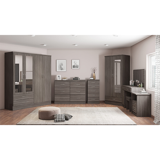 Mack Wooden Wardrobe With 3 Doors 2 Drawers In Black