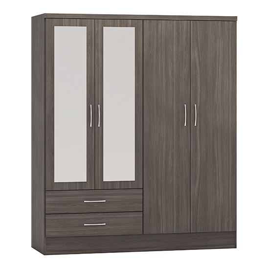 Mack Wooden Wardrobe With 4 Doors 2 Drawers In Black