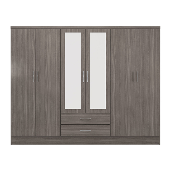 Mack Wooden Wardrobe With 6 Doors 2 Drawers In Black