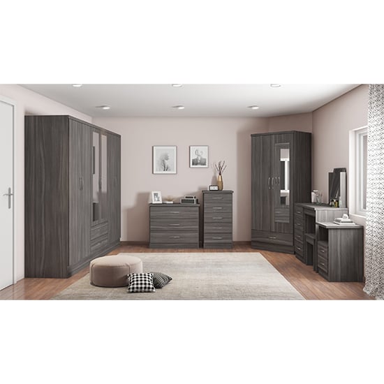 Mack Wooden Wardrobe With 6 Doors 2 Drawers In Black