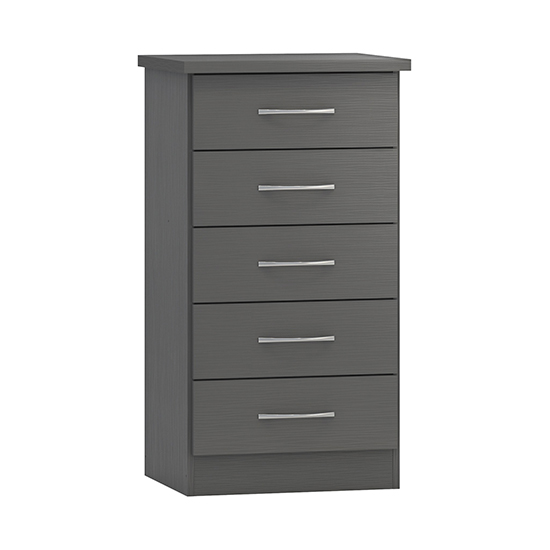 Read more about Mack wooden chest of 5 drawers in grey