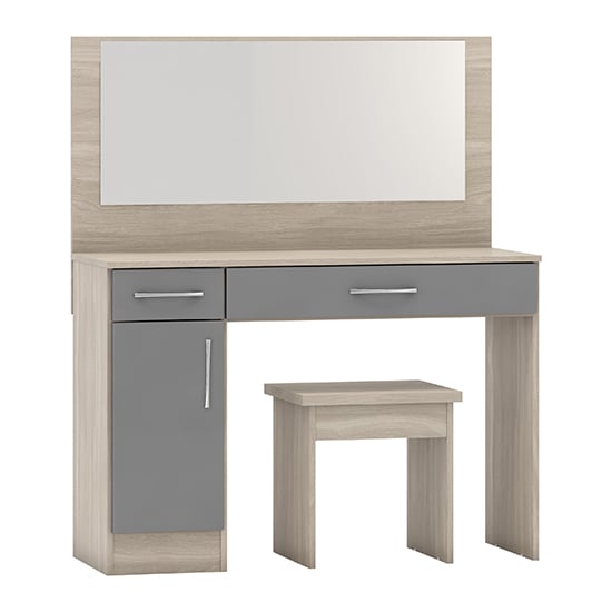 Photo of Mack gloss vanity and dressing table set in grey and light oak