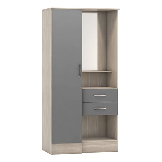 Product photograph of Mack Gloss Vanity Wardrobe With 1 Door In Grey And Light Oak from Furniture in Fashion