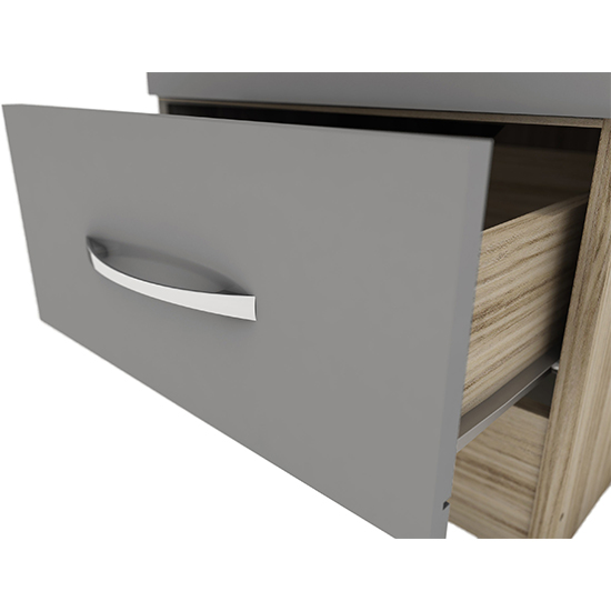 Mack Light Oak Wooden Wardrobe With 1 Door Grey Gloss Front