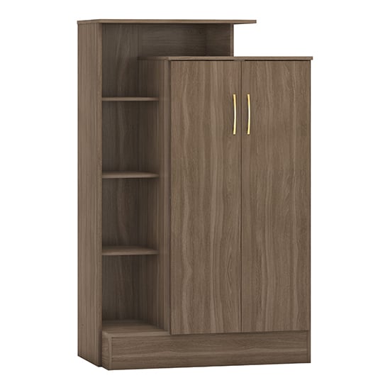Read more about Mack wardrobe with 2 doors and open shelf in rustic oak effect