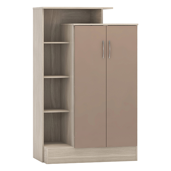 Product photograph of Mack Gloss Wardrobe With 2 Doors In Oyster And Light Oak from Furniture in Fashion