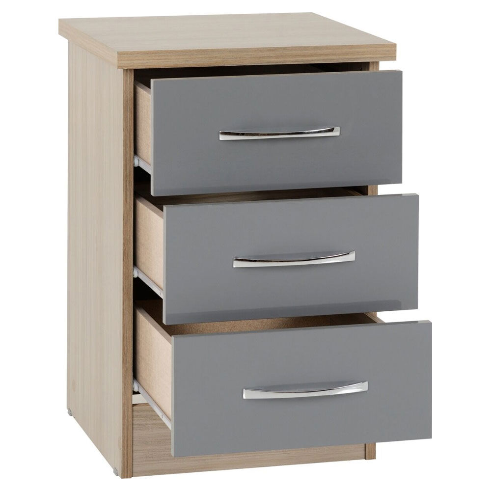 Mack Wooden Bedroom Furniture Set with 3 Doors in Grey Gloss