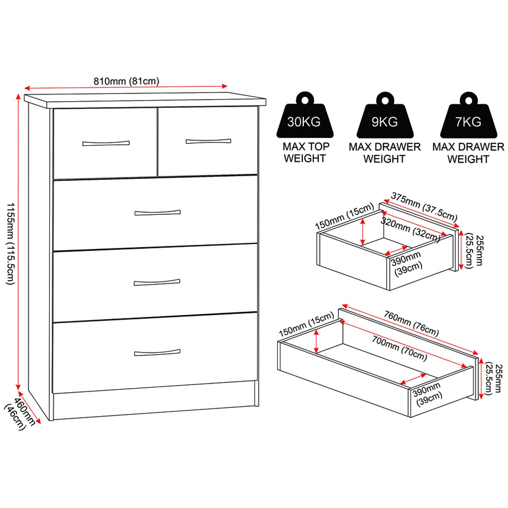 Mack Wooden Bedroom Furniture Set with 3 Doors in Grey Gloss
