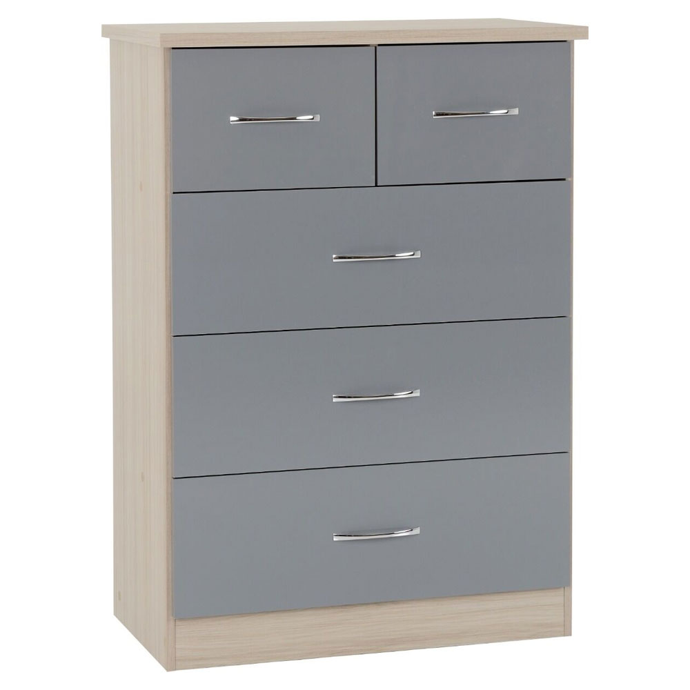 Mack Wooden Bedroom Furniture Set with 3 Doors in Grey Gloss