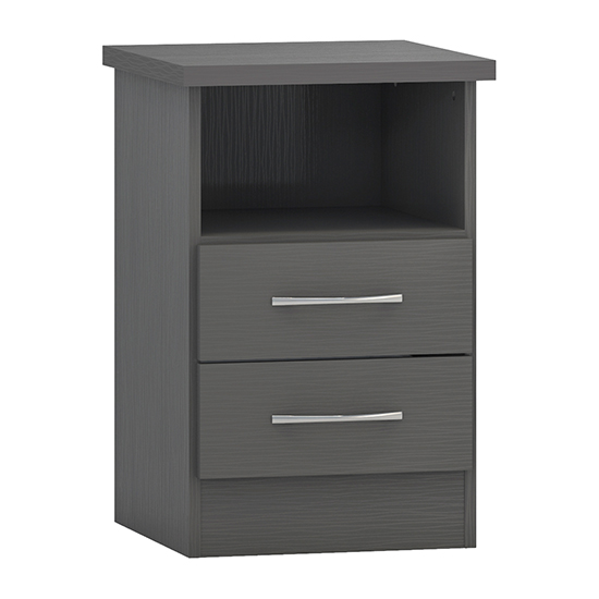 Photo of Mack wooden bedside cabinet with 2 drawers in 3d effect grey